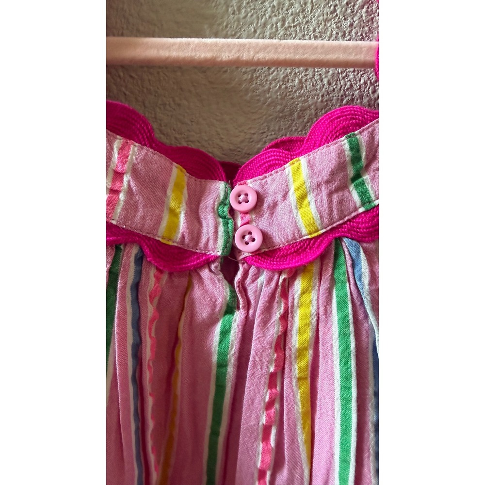 Mini Boden Girls Pink Striped Scallop Trim Cotton Dress G5444 Size 4-5Y - Picture 4 of 9